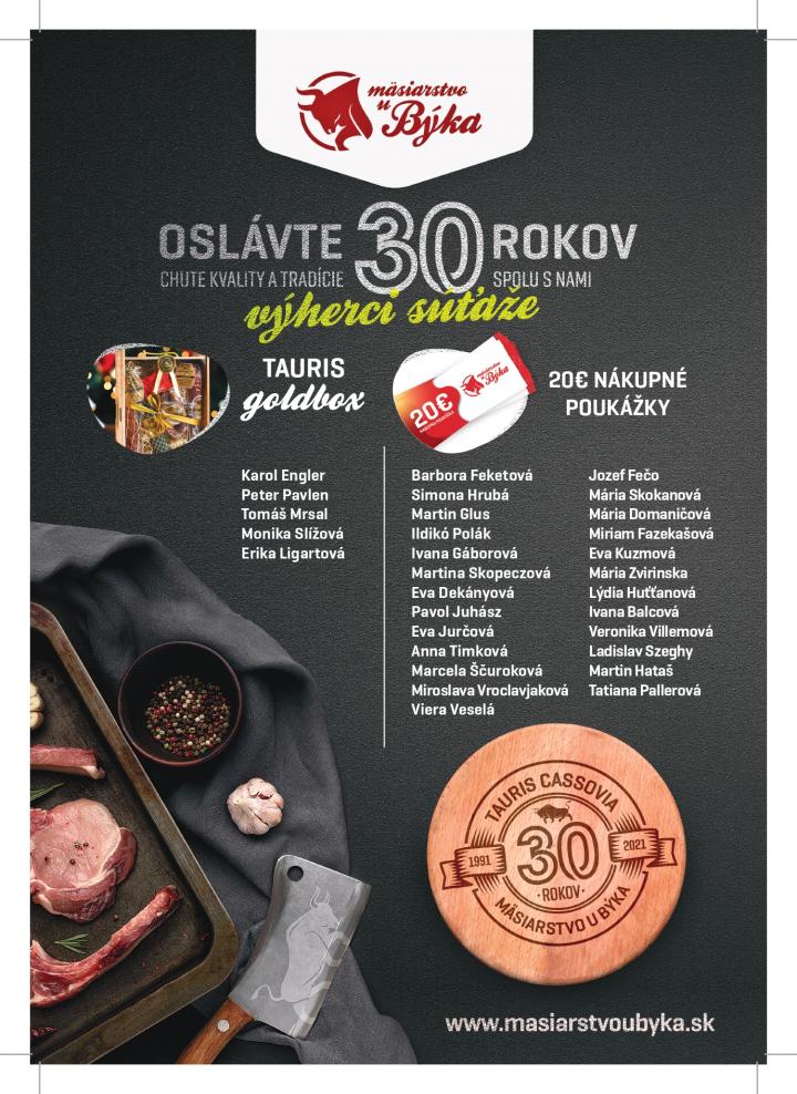 Výhercovia súťaže oslávte 30. rokov chute kvality a tradície