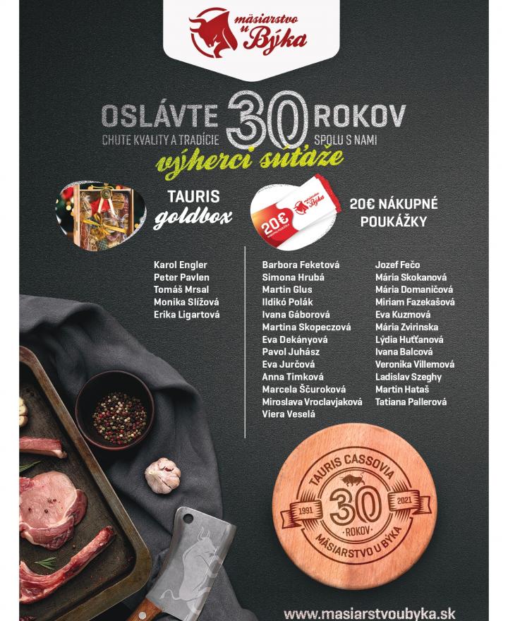 Výhercovia súťaže oslávte 30. rokov chute kvality a tradície